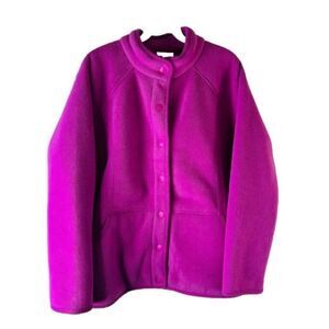 J. Jill Fit Fleece Snap Deep Pile Lined Button Jacket Pink Glow XL NWT in packag